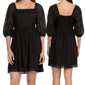 Johnny Was Black Short Sleeve Dress